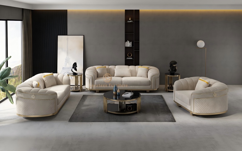 Linen yang diimport Itali | Sofa kain mewah rendah
