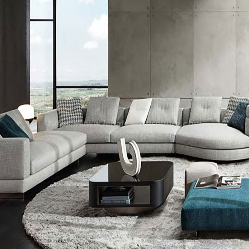 Perabot Mewah Sofa Sudut Fabrik Moden