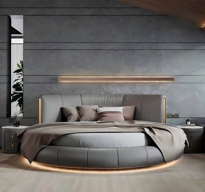 Katil double bulat minimalis moden