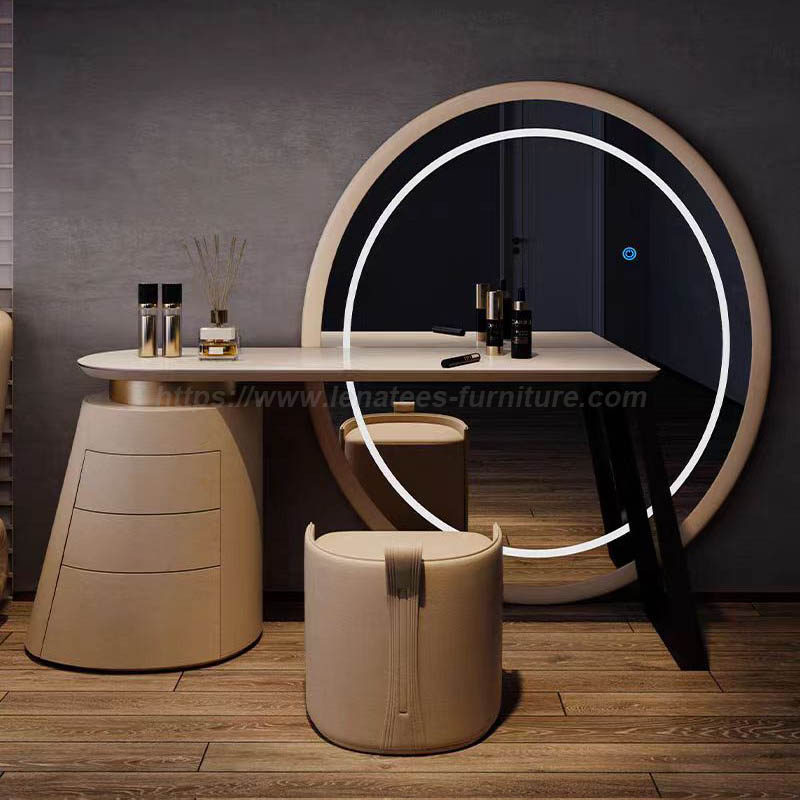 Dresser sudut merah sederhana moden